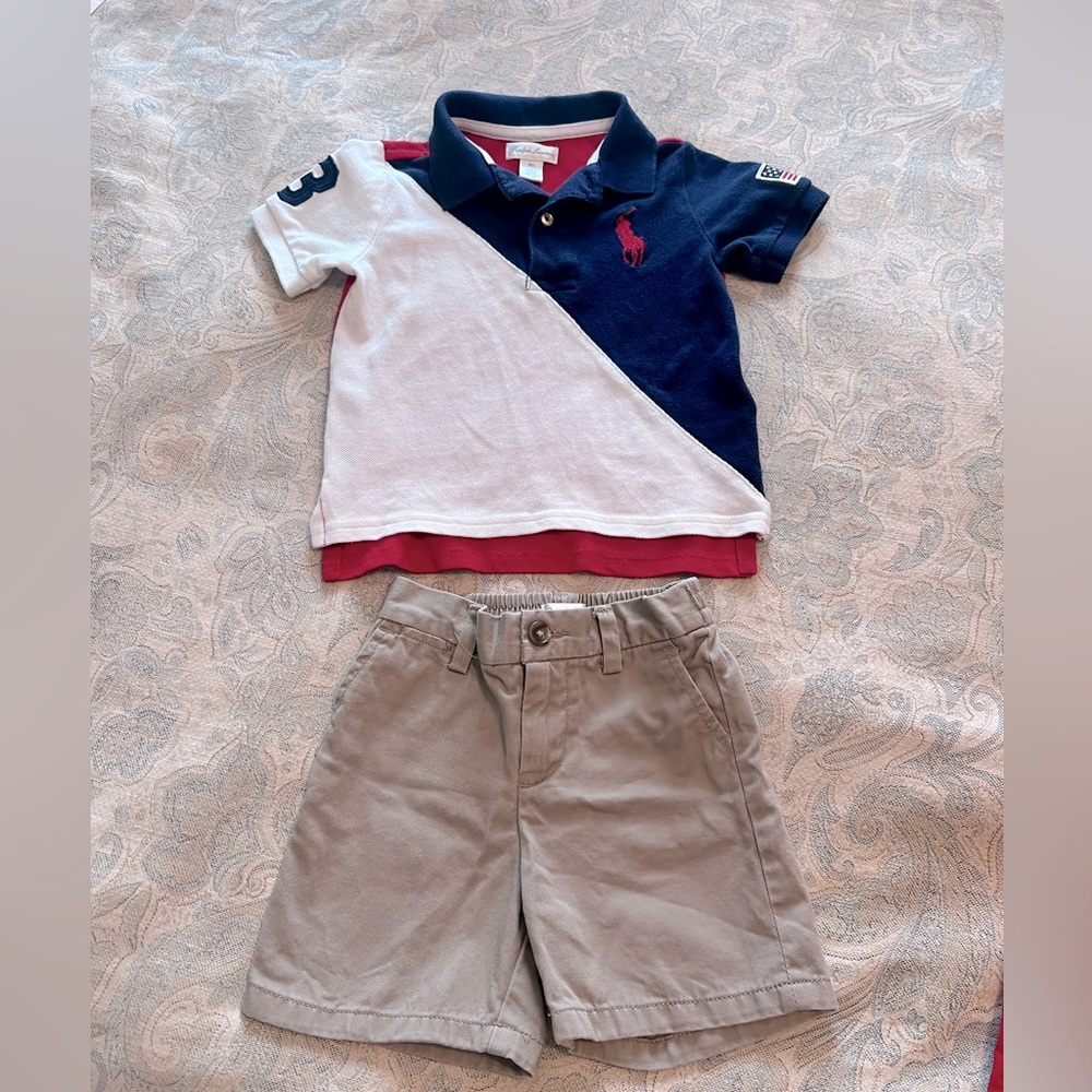 Ralph Lauren 4th of July patriotic polo and shorts set